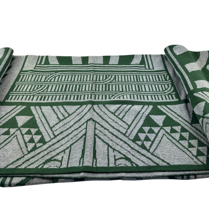 Maori Blanket Paraikete - Green and Grey Kotahitanga Throw