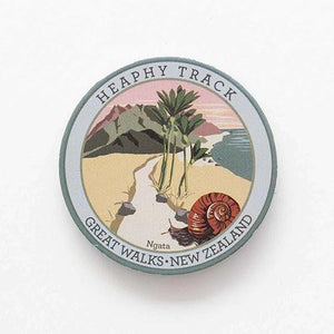 Heaphy Track NZ Great Walk and Ngata Snail Pinback Badge - ShopNZ