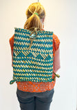 Maori Flax Kete Backpack Pikau Natural and Teal