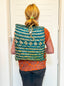 Teal and  Natural Maori Flax Kete Backpack