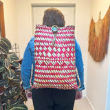 Red and Natural Flax Maori Backpack Pikau