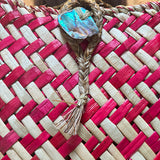 Red and Natural Flax Maori Backpack Pikau