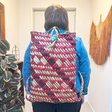 Teal and  Natural Maori Flax Kete Backpack