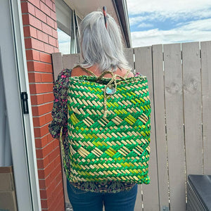 Green and Natural Maori Flax Backpack