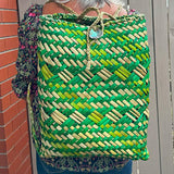 Green and Natural Maori Flax Backpack - ShopNZ