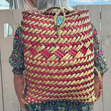 Red and Natural Maori Flax Backpack