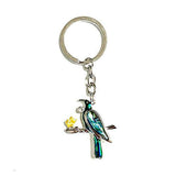 Pretty Paua Tui Bird Stainless Steel Keychain - ShopNZ