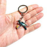 Pretty Paua Tui Bird Stainless Steel Keychain - ShopNZ