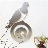 Brushed Copper Kereru Wood Pigeon on Koru Wall Art - ShopNZ