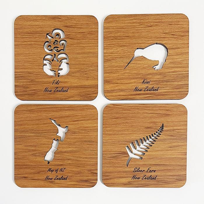 Set of 4 NZ Rimu Cutout Coasters