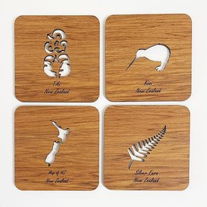 Set of 4 NZ Rimu Cutout Coasters - ShopNZ
