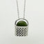 Beautiful Sterling Silver Maori Kete Bag Necklace with Pounamu