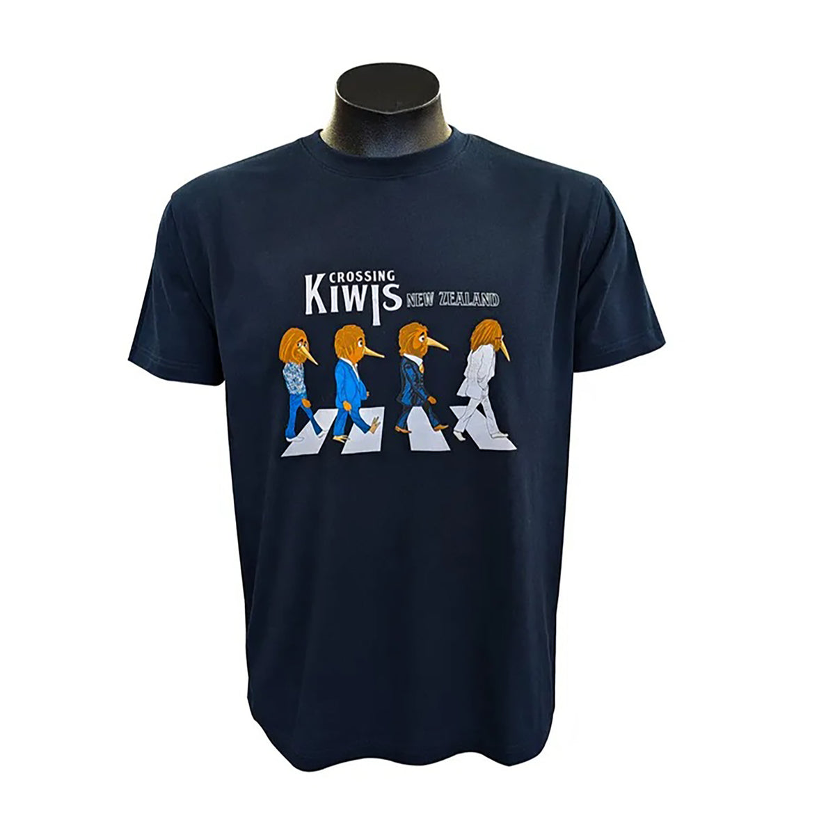 NZ Souvenir Crossing Kiwis Abbey Road Style Unisex Navy T-shirt