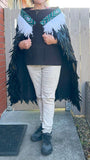 Black Maori Korowai Feather Cloak with Emerald Taniko - ShopNZ