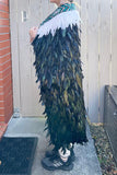 Black Maori Korowai Feather Cloak with Emerald Taniko - ShopNZ