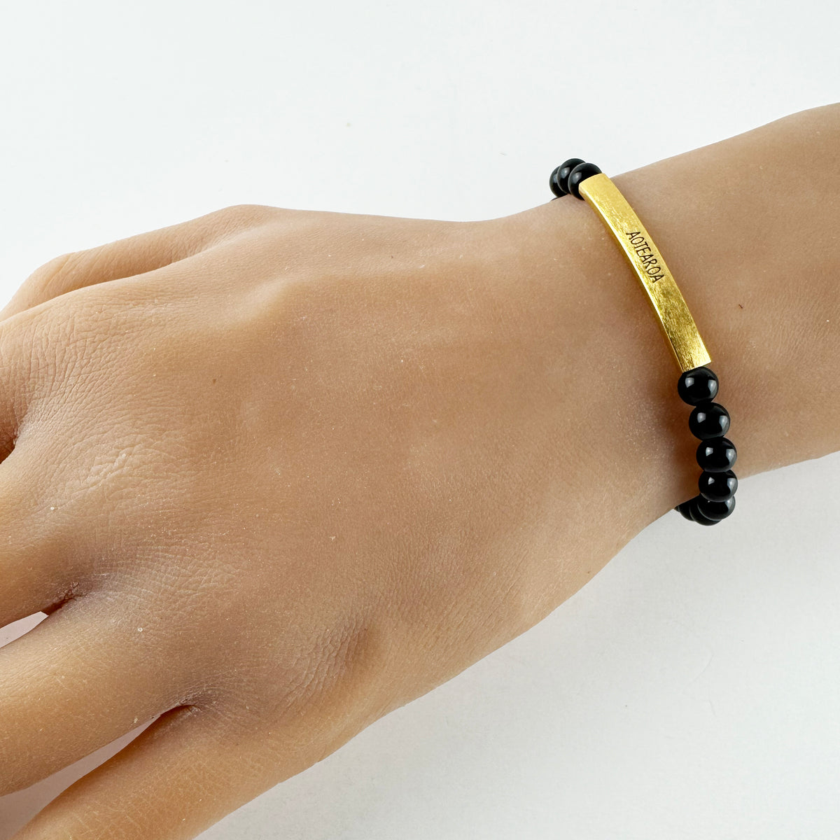 Black Agate and Brass AOTEAROA Bracelet