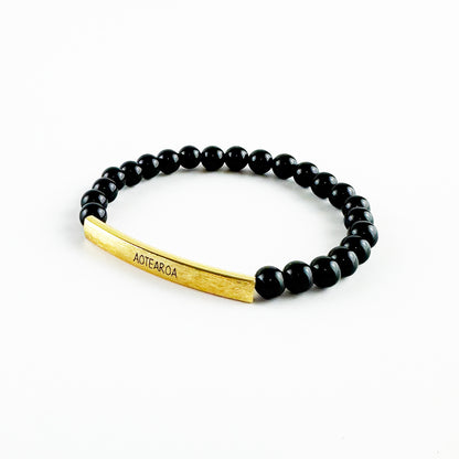 Black Agate and Brass AOTEAROA Bracelet