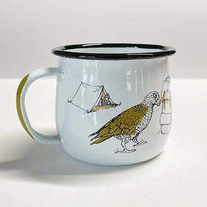 NZ Kiwi Kea and Weka Birds Enamel Mug - ShopNZ