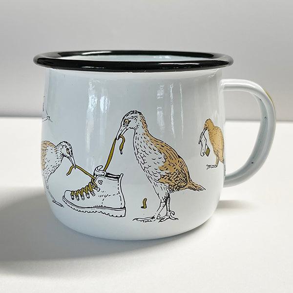 NZ Kiwi Kea and Weka Birds Enamel Mug