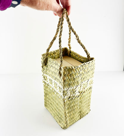 Half Wine Bottle Size Vietnamese Flax Bag
