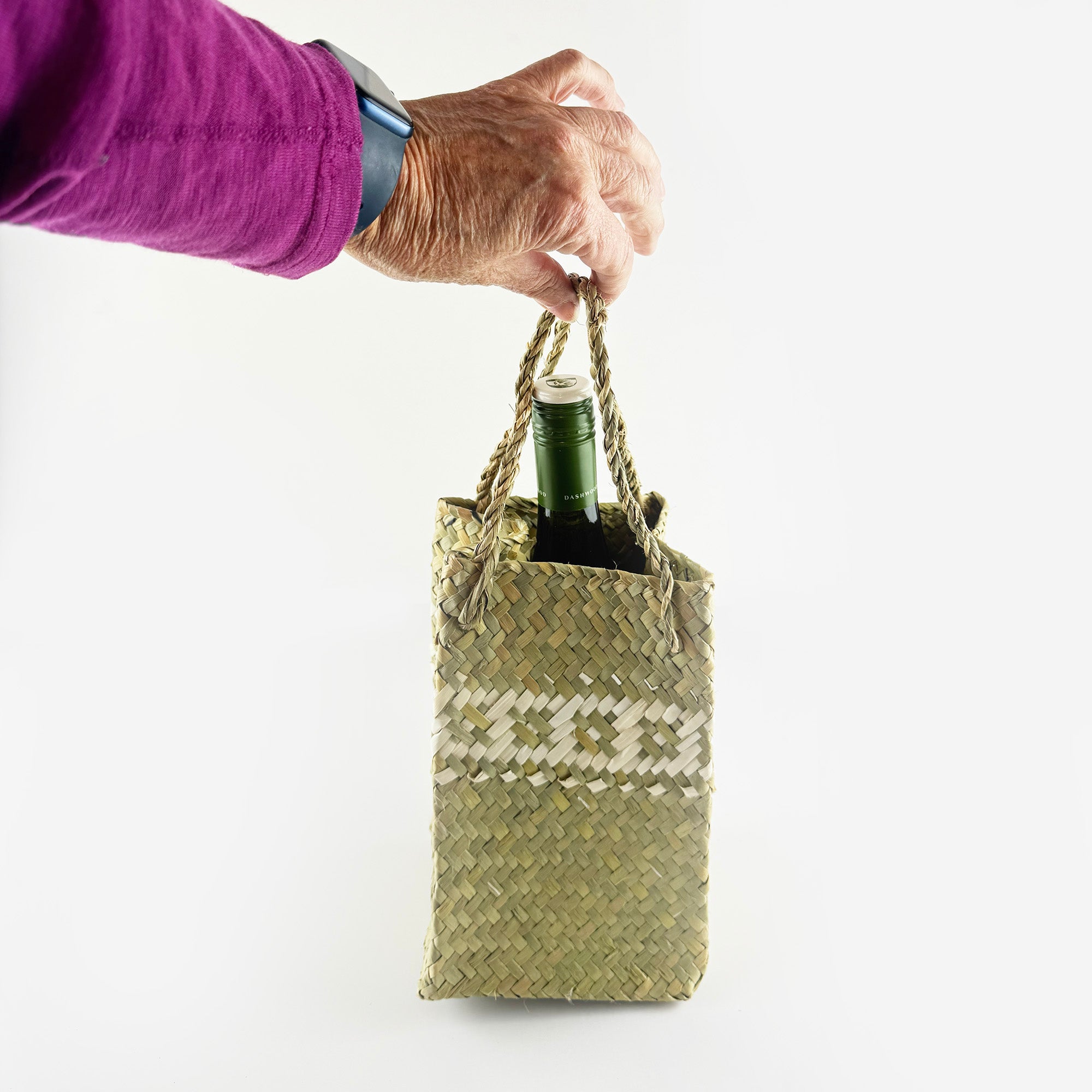 Half Wine Bottle Size Vietnamese Flax Bag
