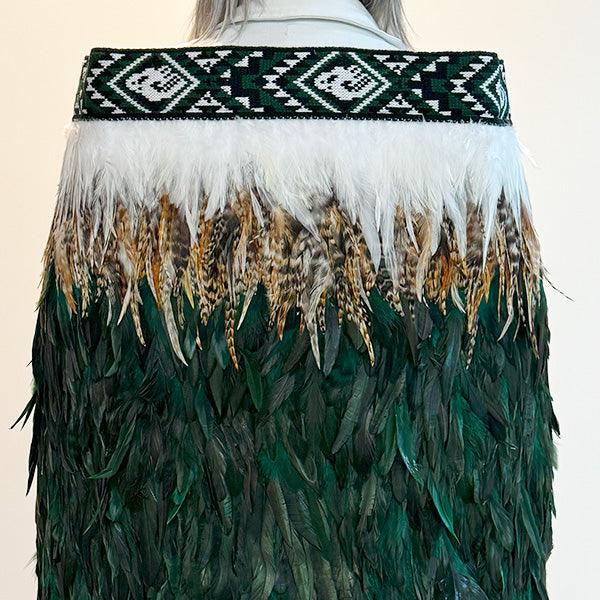 Gorgeous Forest Green Maori Korowai Cloak