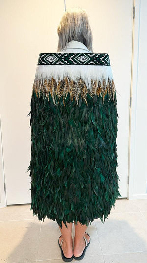 Gorgeous Forest Green Maori Korowai Cloak - ShopNZ