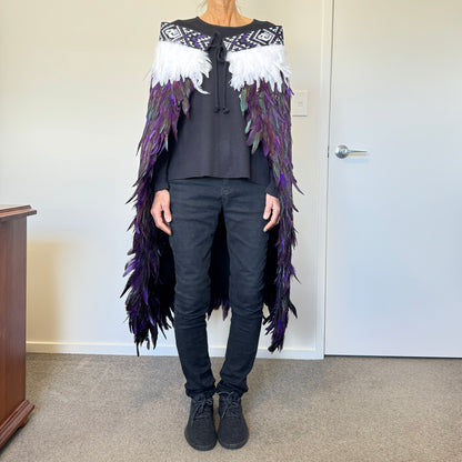 Beautiful Purple and White Māori Full Length Korowai Kahu Huruhuru