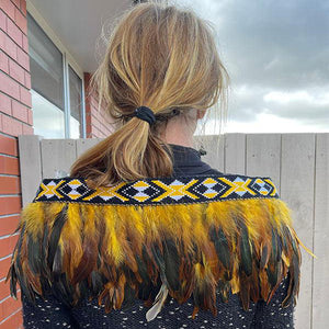 Ngati Whatua or Taranaki Short Gold Korowai Cape