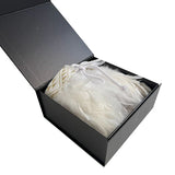 White Wedding Short Korowai Cape with White and Silver Taniko