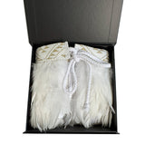 White Wedding Short Korowai Cape with White and Silver Taniko