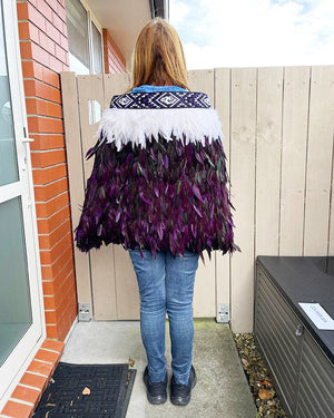 Purple and White Maori Korowai Cape
