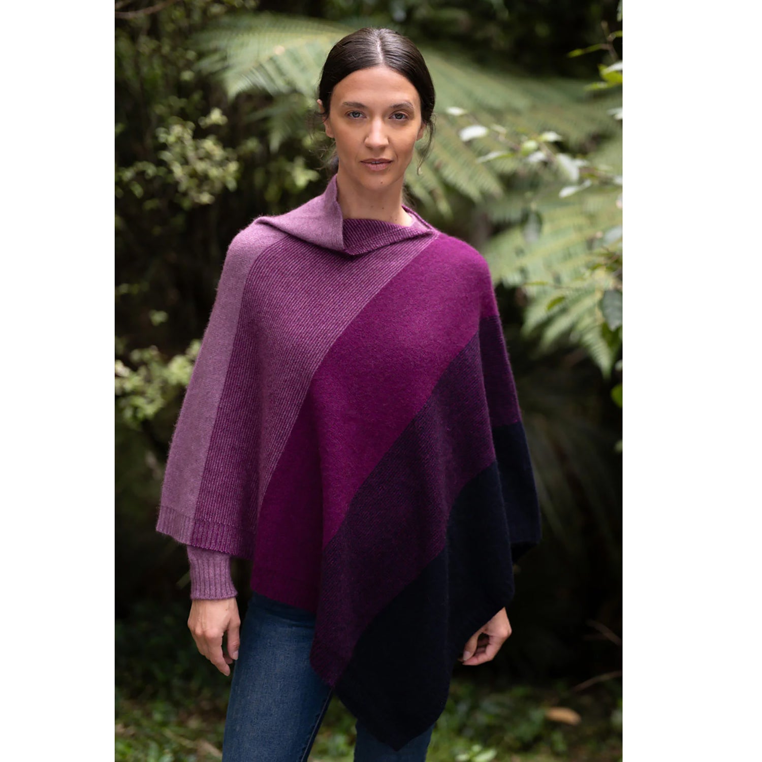 Cosy Colourful Merino Possum Silk Ombre Poncho