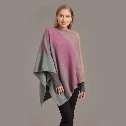 Cosy Colourful Merino Possum Silk Ombre Poncho