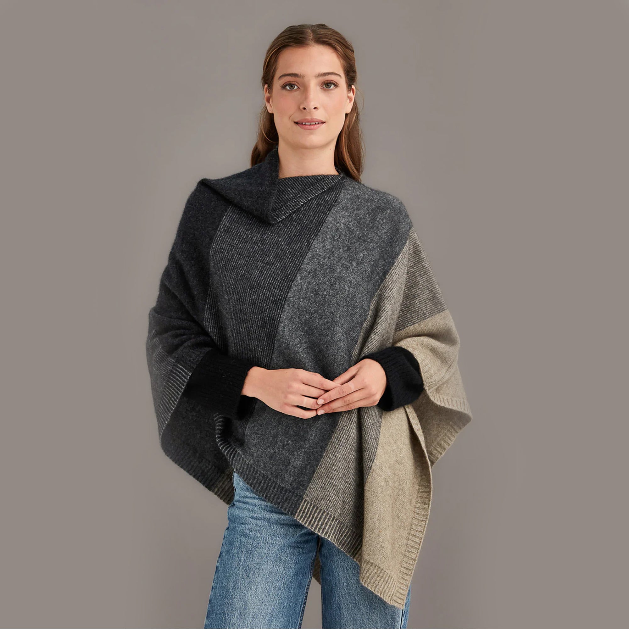 Cosy Colourful Merino Possum Silk Ombre Poncho