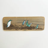 Recycled Wood Style Paua Shell Penguin Wall Art - ShopNZ