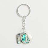 Paua and Mother of Pearl NZ Silver Fern Keychain