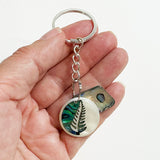 Paua and Mother of Pearl NZ Silver Fern Keychain