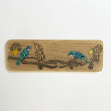 Recycled Wood and Paua Tui Birds on Kowhai Tree Wall Art - ShopNZ