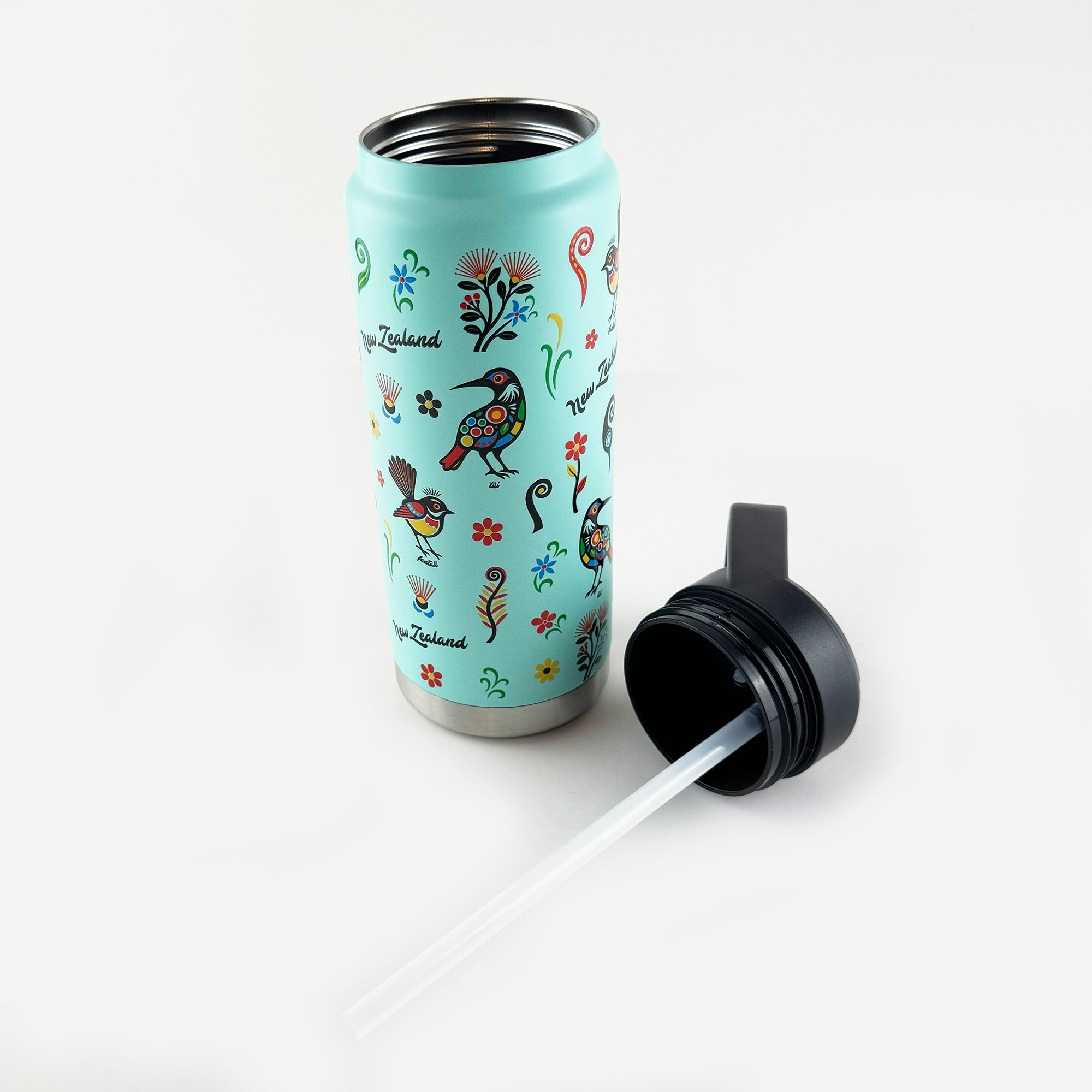 Beautiful NZ Birds and Flowers Insulated Drink Bottle