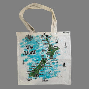 Souvenir Canvas Map of NZ Shopping Bag - ShopNZ