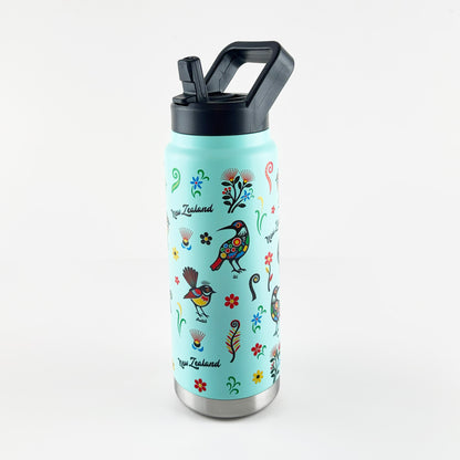 Beautiful NZ Birds and Flowers Insulated Drink Bottle