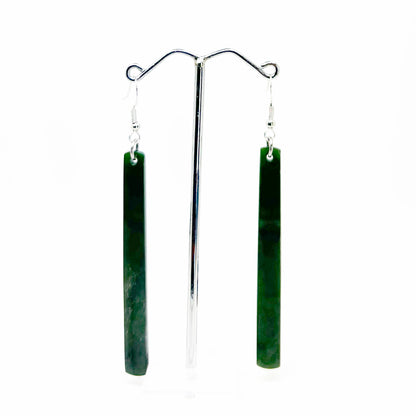 Ngai Tahu Pounamu 6.5cm Genuine Greenstone Stick Earrings