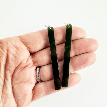 Ngai Tahu Pounamu 6.5cm Genuine Greenstone Stick Earrings