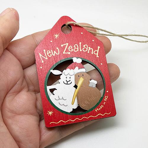 NZ Made Lamb and Kiwi Cutout Eco Christmas Ornament