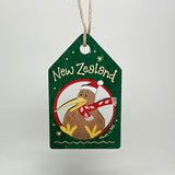 NZ Made Kiwi in Santa Hat Cutout Eco Christmas Ornament