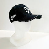 Black Cotton Drill Cap with NZ and Silver Fern Embroidery