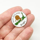 Kiwi and NZ Map Pinback Badge