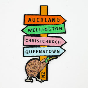NZ Kiwi Bird and Road Signs Iron On Patch