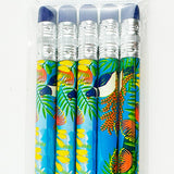 Cute Set of 5 Pencils with Native NZ Birds and Flowers Design